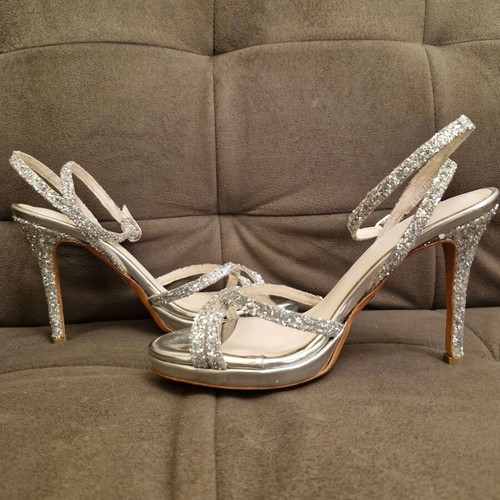Bilero Shoes new silver glitter Greek made size 38
