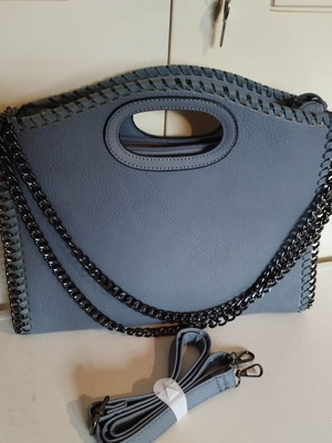 Women's gray/blue handbag with chain new