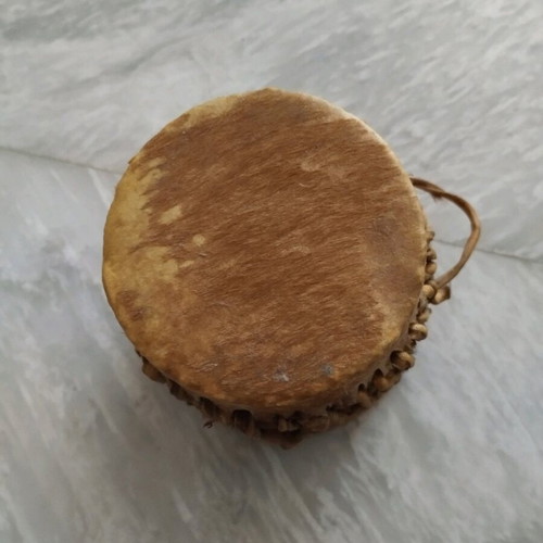 Handmade small shamanic drum used, approx. 10cm diameter