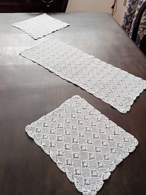 Handmade crochet set white cotton, like new