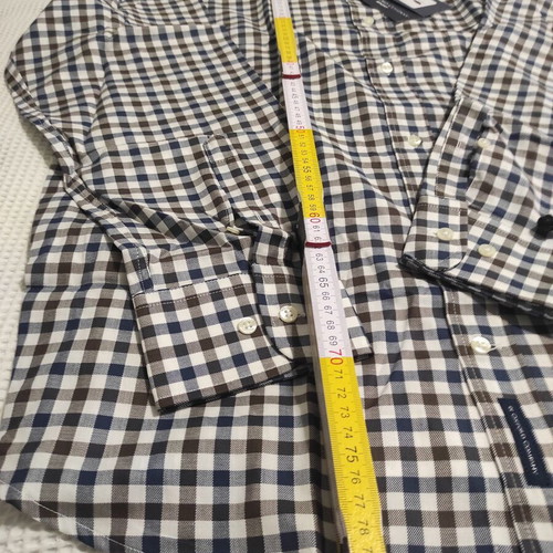 Oxford Company men's shirt new, blue-white-brown, XL