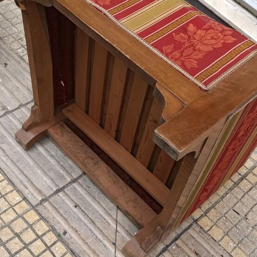 Interwar armchair used with fabric and varnish wear