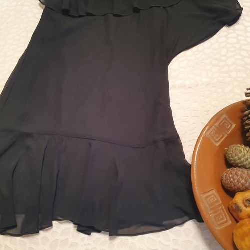 Zara medium black dress like new with velvet one shoulder and crystals