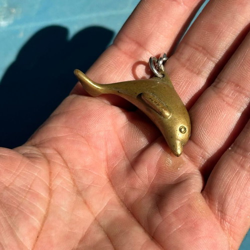 Vintage Dolphin Keychain made of Brass used