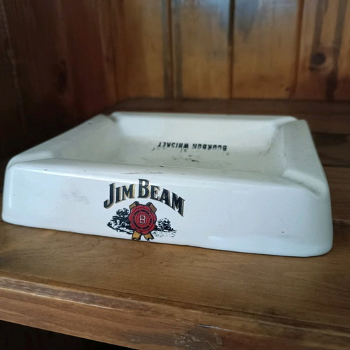 Jim Beam ceramic ashtray used
