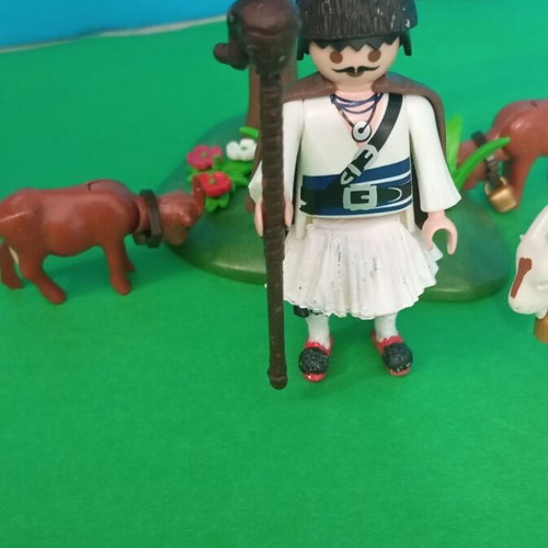 Playmobil shepherd figure with fustanella and diorama
