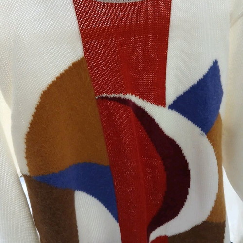 Vintage long ecru sweater with pattern new