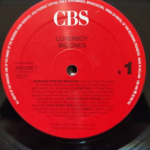 Loverboy Big Ones vinyl used, rock