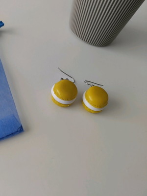 Macaron earrings yellow new handmade polymer clay