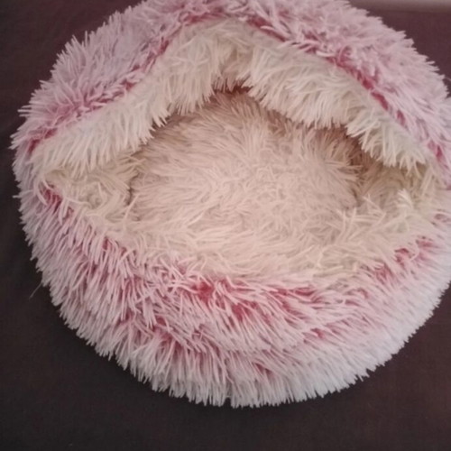 Cat bed envelope style pink and cream like new