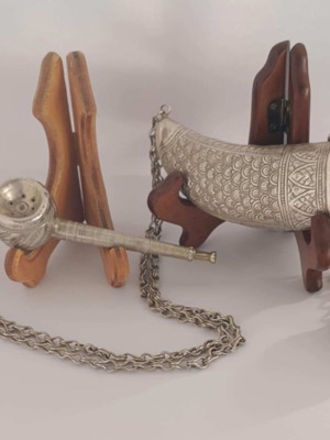 Antique Handmade Silver 830 Smoking Set used, 213 Grams