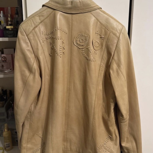 Oris leather jacket, beige, size 7XL