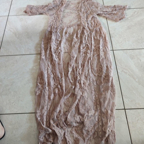 Kimono beige long with beautiful details like new, size L/XL