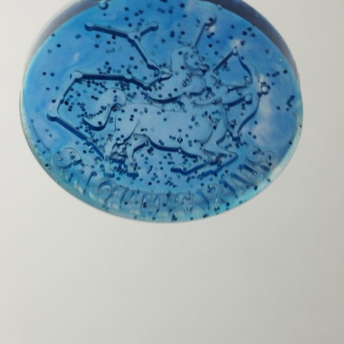 Handmade Zodiac Pendant Virgo Leo Sagittarius in Blue Resin