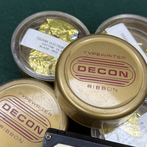 Vintage Decon typewriter ribbon boxes and Memorial Sound cassette used