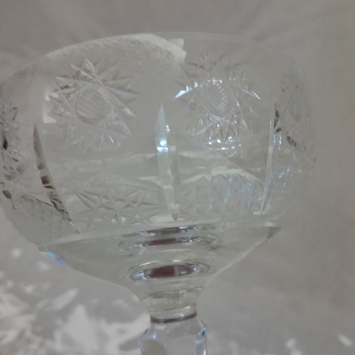 Bohemia Crystal Hand-Carved Champagne Glasses Set New
