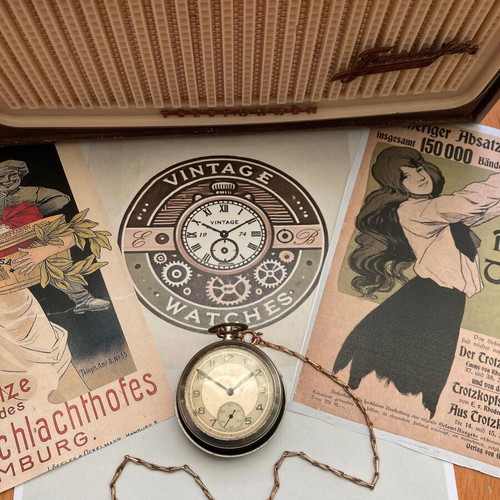 Kienzle 46/0c pocket watch 1945 used, gray and beige