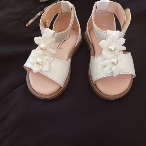 Gorgino Baptism Sandals for Girl Ecru, Size 19, Like New