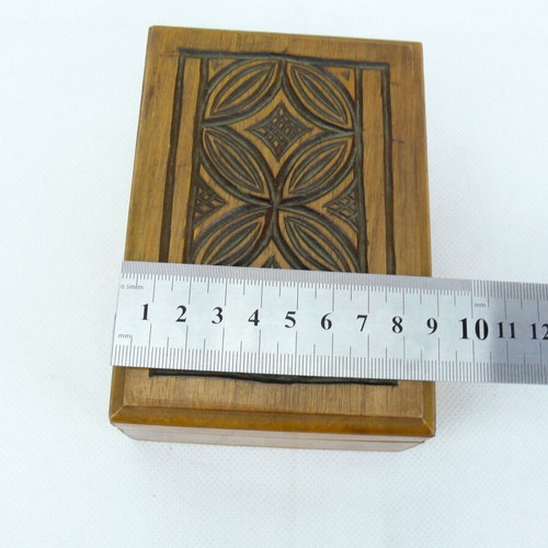 Old wooden jewelry box used, brown