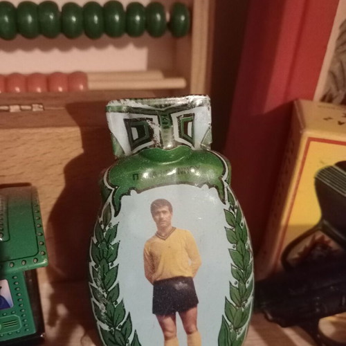 Tin frog used, rare, 1960s with Mimis Papaioannou AEK