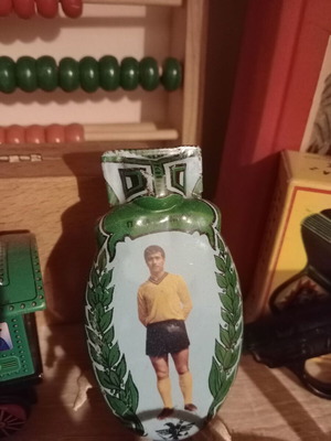 Tin frog used, rare, 1960s with Mimis Papaioannou AEK