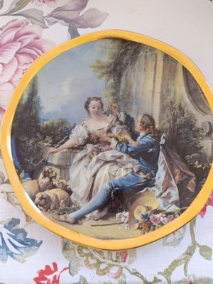 Decorative Limoges porcelain plate like new, François Boucher art