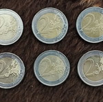 Collection of ten 2€ coins used, pack No2