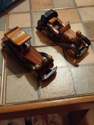 Handmade wooden vintage decorative cars like new