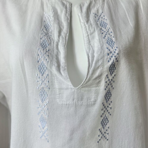 Thalassa Cotton Tunic with Light Blue Silk Embroidery new