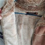 Δερμάτινο γυναικείο μπουφάν  με γούνινη επένδυση Μ