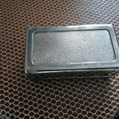 Miniature jewelry box used, silver with velvet interior