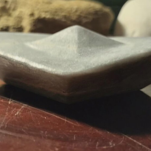 Cycladic marble ship sculpture, handcrafted