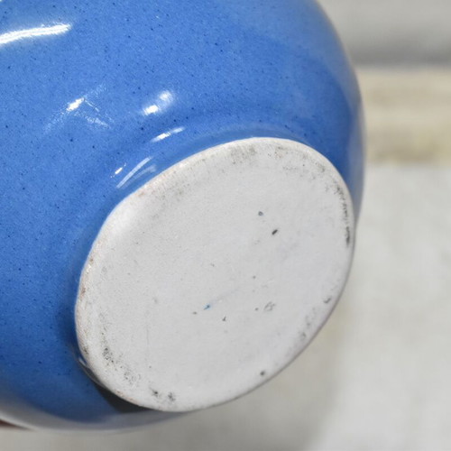 Handmade ceramic decorative jug like new, blue with floral design