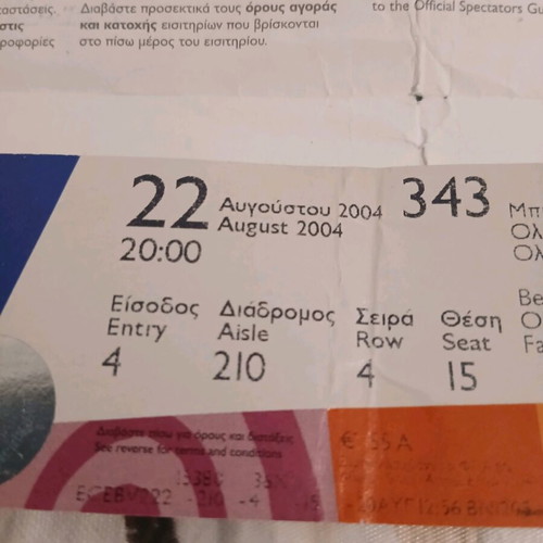 Olympic Games beach volleyball ticket stub used