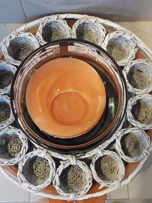 Decorative candle used, diameter 36 cm