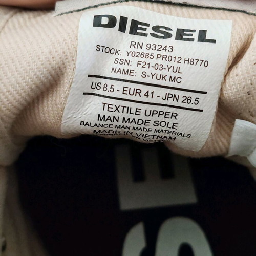 Diesel canvas shoes used, size 41, beige and green