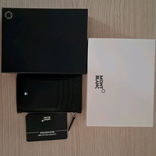 Mont Blanc cardholder with zipper and card slots like new, black