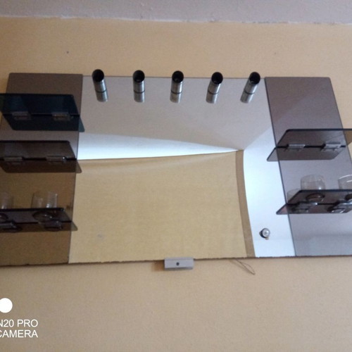 Bathroom mirror used with lights, shelves and glass holders 140x80cm