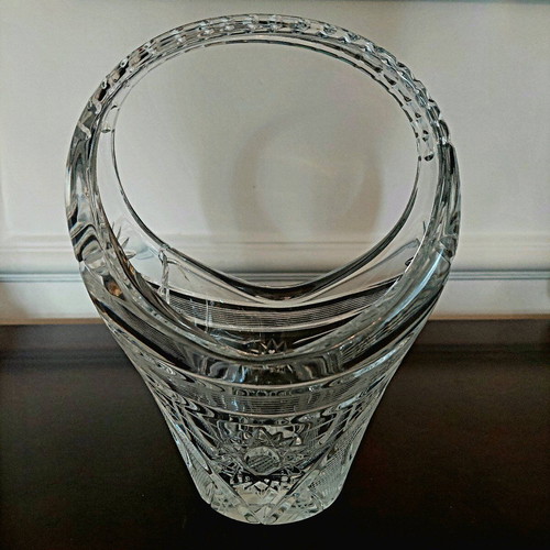 Crystal fondue bowl used, Czech origin with small internal crack