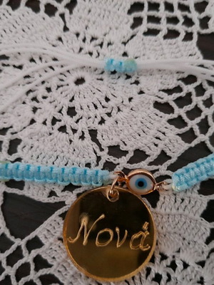 Handmade baptism bracelet godmother with plexiglass and evil eye new