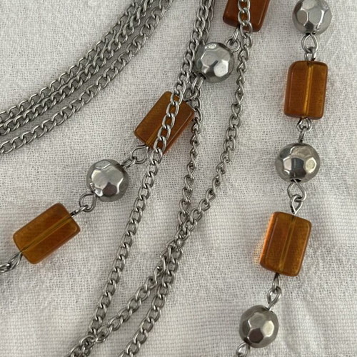 Long Necklace with Multiple Silver Chains like new