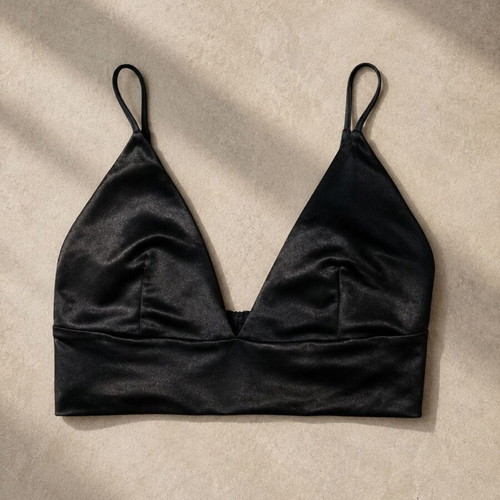 Zara Black Satin Bralette used, size M