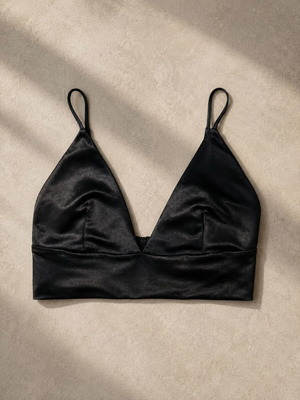Zara Black Satin Bralette used, size M