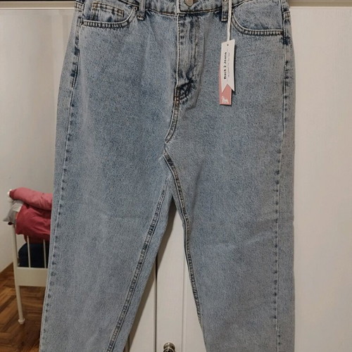 Mum cut jeans new with tag, blue and turquoise