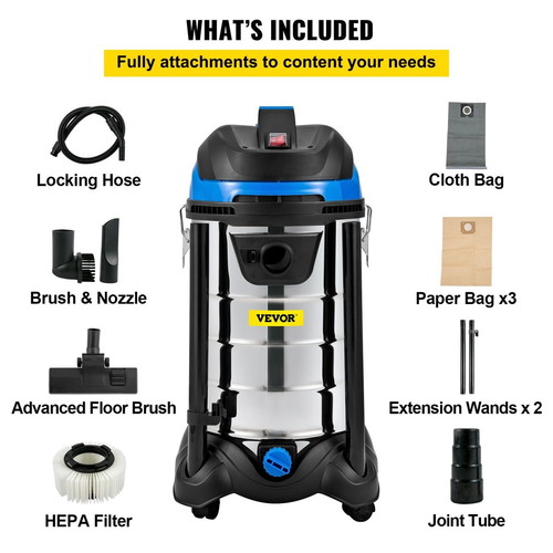 Vevor Vacuum Cleaner 30lt 1200W new, wet and dry with accessories