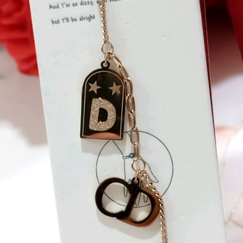 Stainless Steel Bracelet with Letter D and Infinity New, Gold Color