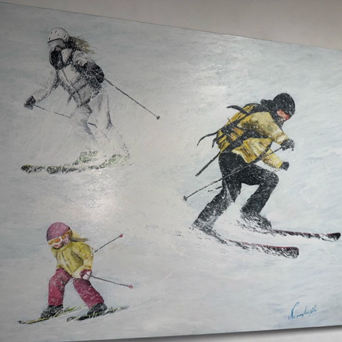 Oil painting like new, snowy ski landscape by Natasha Nikoletou