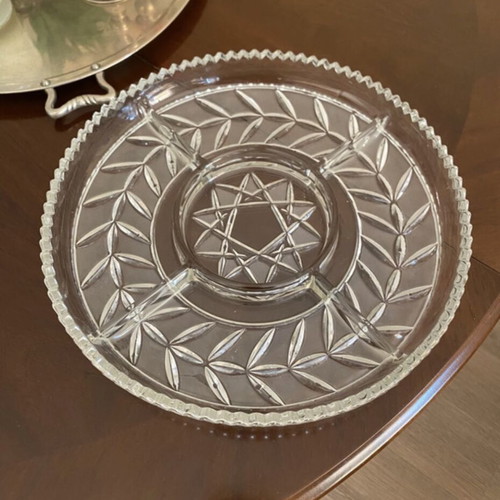 Vintage crystal platter for nuts