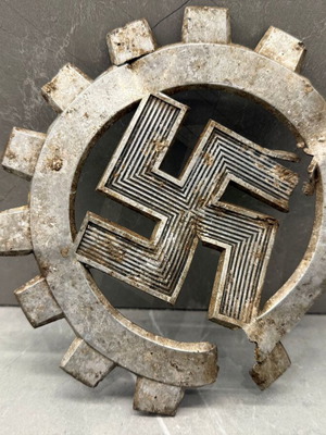 Large German Metal DAF Emblem WWII - Deutsche Arbeitsfront