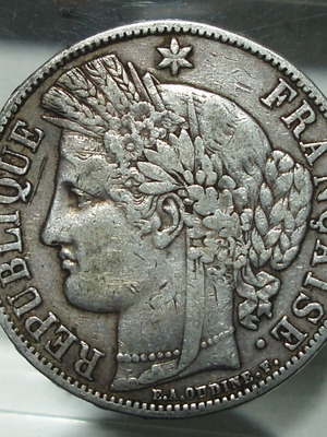 5 Francs Ceres Third Republic 1870 used